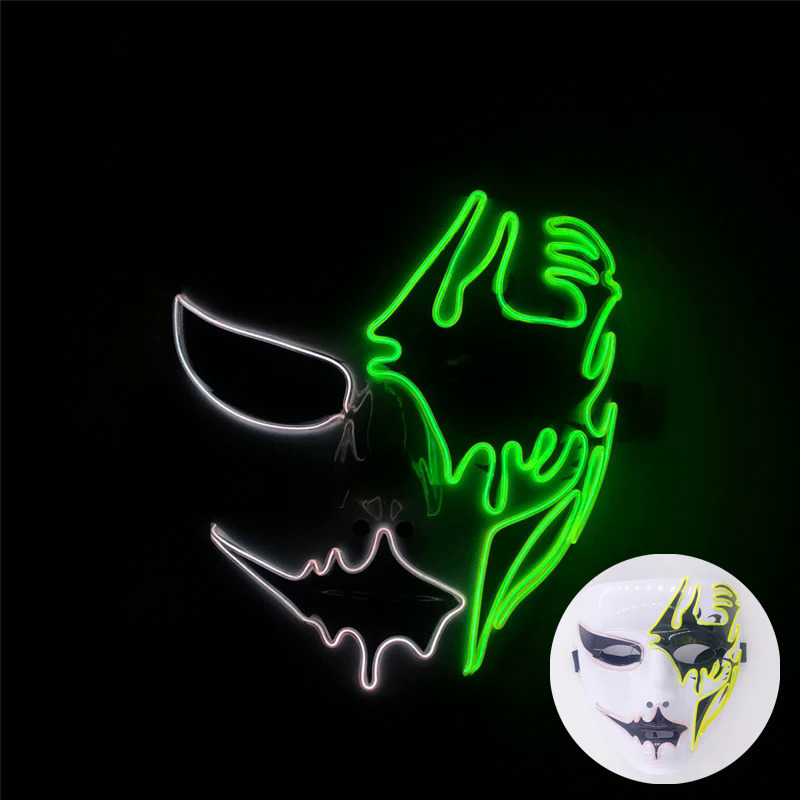Máscara LED Luminosa de Halloween de Plástico Pintada a Mano para Fiesta