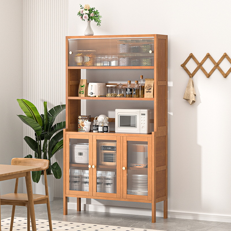 armario de comedor estante de cocina estante de condimento multifuncional horno de microondas piso estante de salón casero armario de almacenamiento multicapa