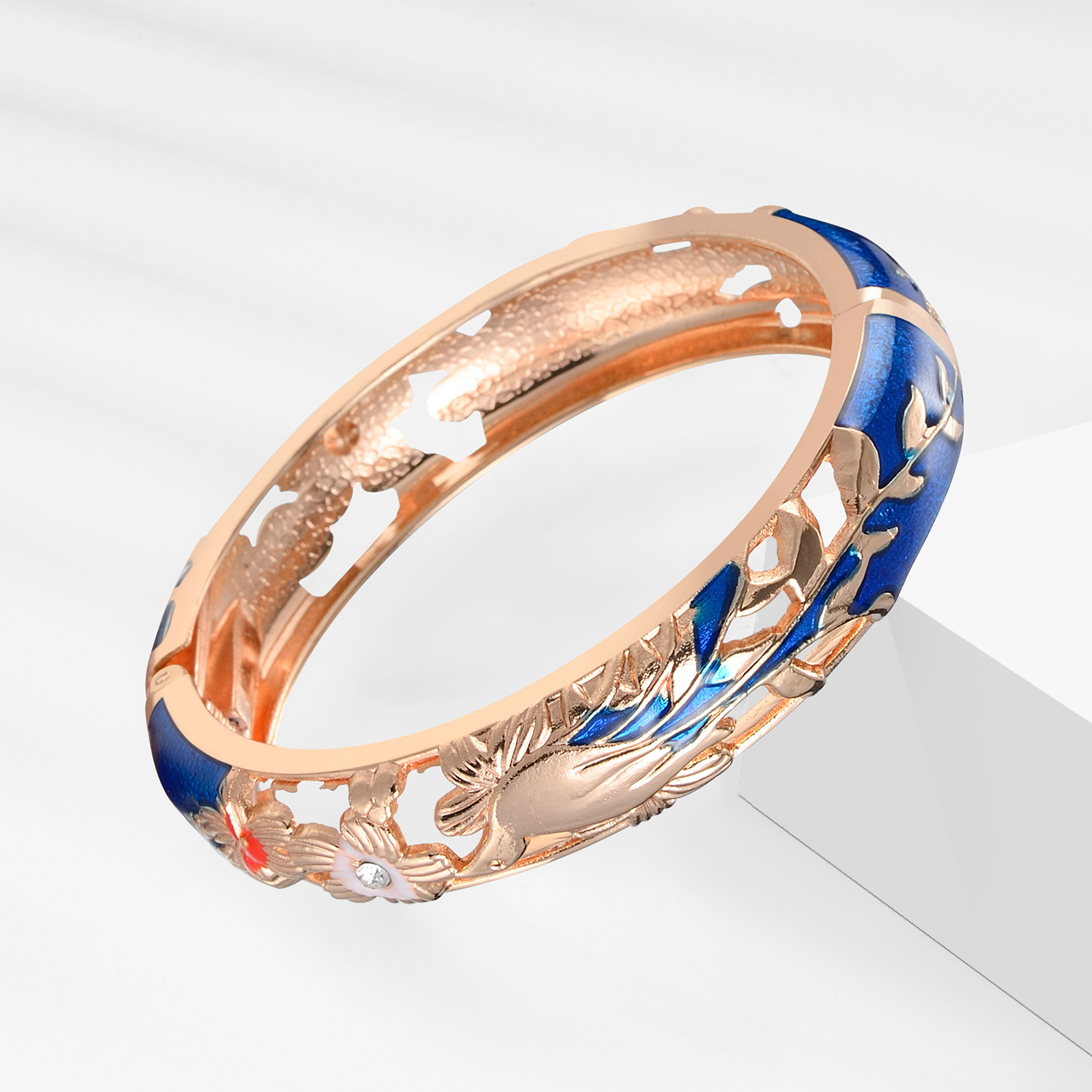 Women's Gender Enamel Design Ethnic Style Flower Zinc Alloy Bangles Wholesale