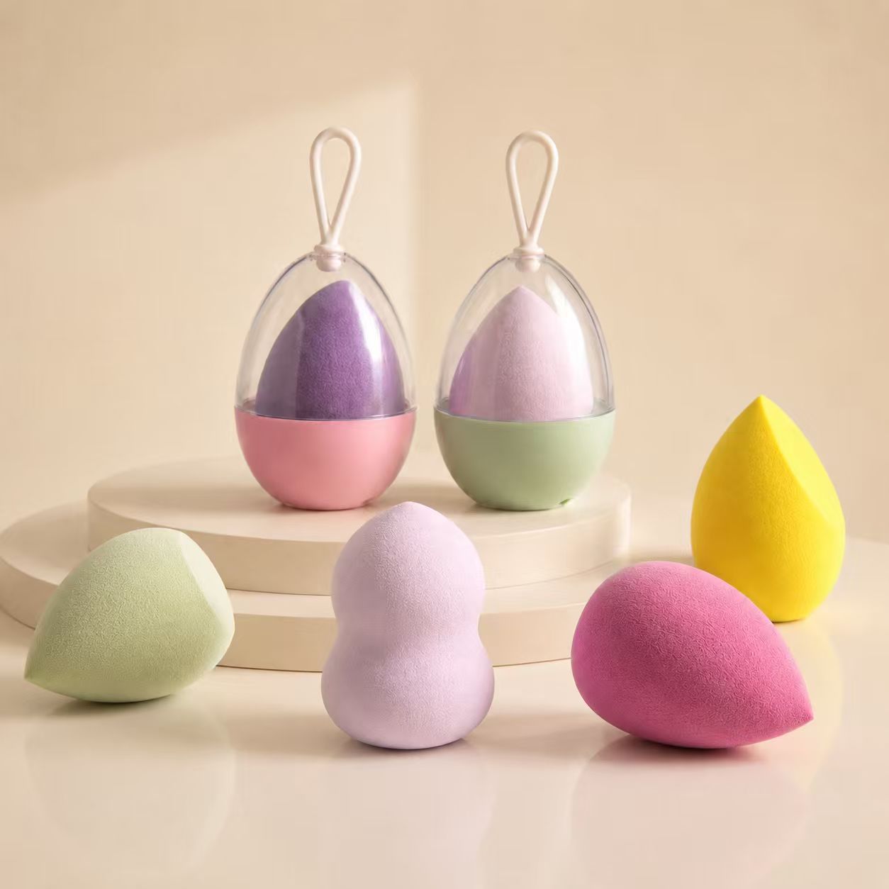 Esponja de maquillaje transfronteriza con forma de huevo, sin látex, con forma de calabaza, gota de agua, forma biselada, esponja de belleza.