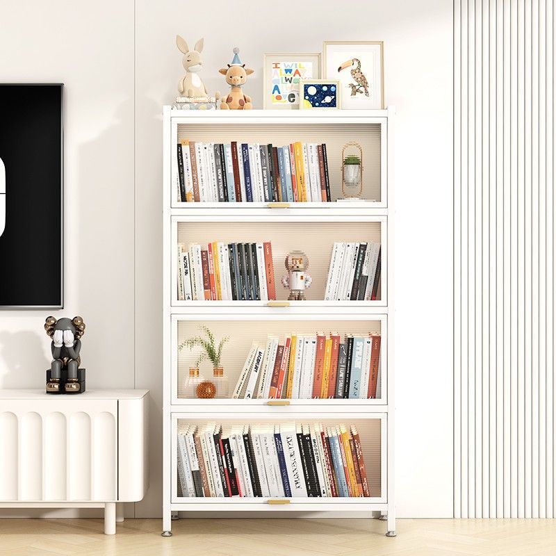 Home Sliding Bookcase Multi-layer Floor Standing Dustproof Storage Rack Student Book Toy Storage Cabinet Multi-functional Display Cabinet