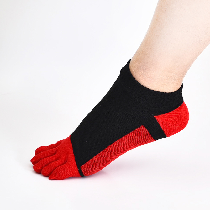 Calcetines de cinco dedos Algodón peinado de los hombres Cuatro estaciones Calcetines cortos gruesos medianos Malla transpirable calcetines en caja fábrica al por mayor calcetines de algodón