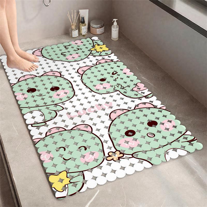 2026 Cartoon Bathroom Non-Slip Mat Shower Room Suction Cup Floor Mat Hollow Waterproof Quick-Drying Bathroom Foot Mat Easy to Clean