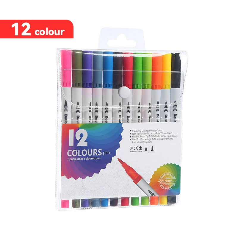 Двусторонняя акварель-краска, восковые карандаши, набор PVC, лайнер, детская кисть
