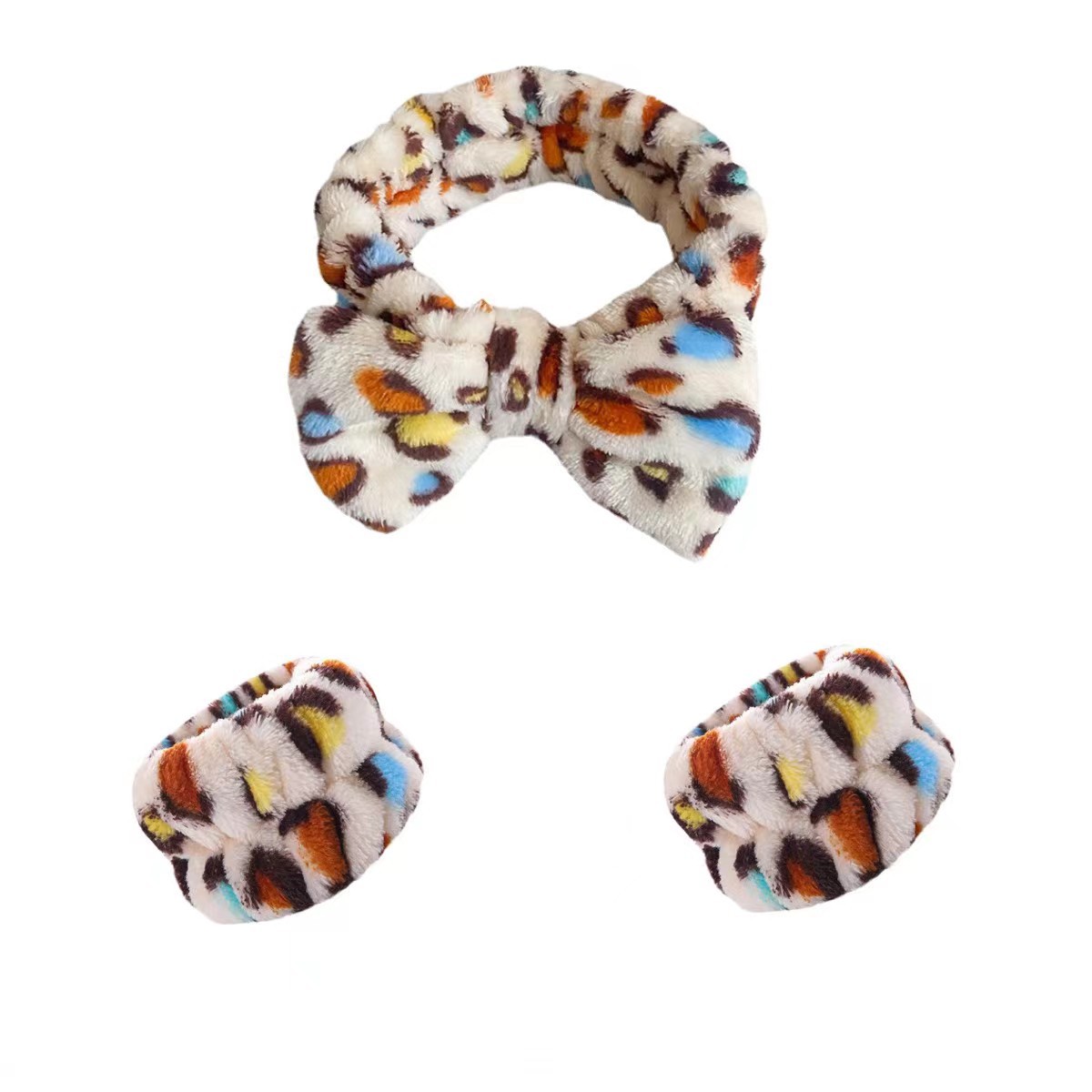 Europa y América transfronteriza leopardo punto arco banda correa para la muñeca traje de las mujeres de lavado de cara diadema franela absorbente correa para la muñeca