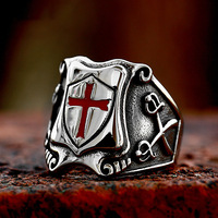 Yansheng foreign trade new punk shield cross glue ring retro fashion men's ring factory direct sales