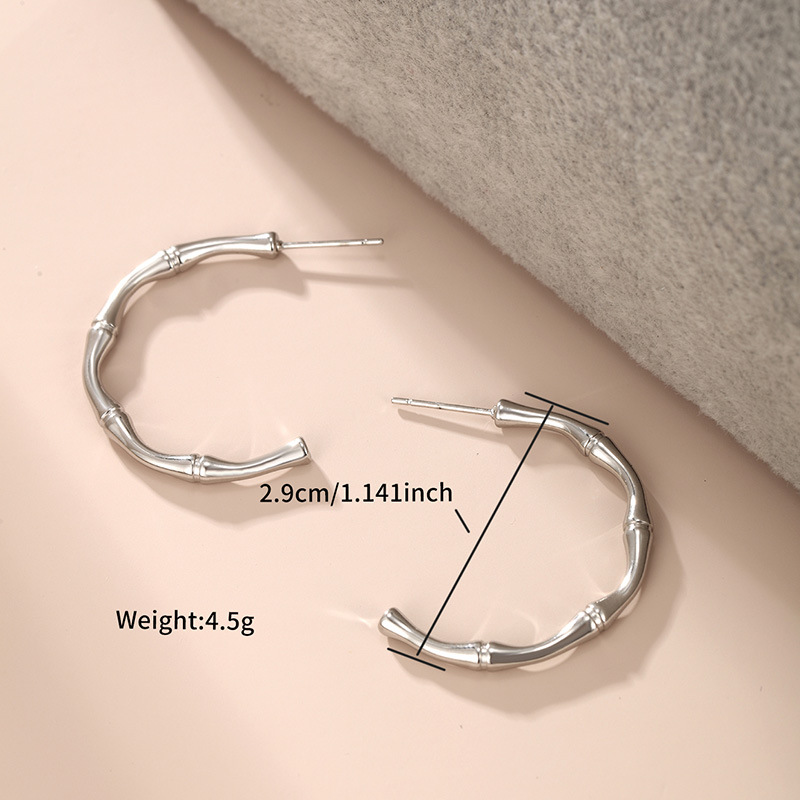 Pendientes de Acero Inoxidable con Nudo de Bambú en Forma de C, Estilo Minimalista Coreano, de Xuping Jewelry, para Mujer, Estilo Europeo y Americano, para el Verano