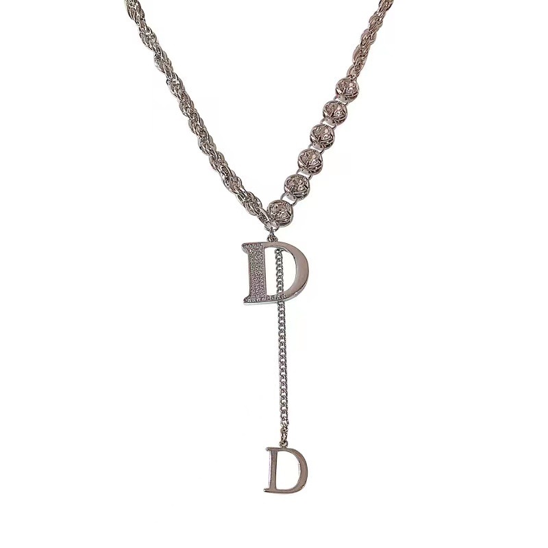 Halskæde med bogstavet d i titaniumstål til damer moderne stil_voghion.com
