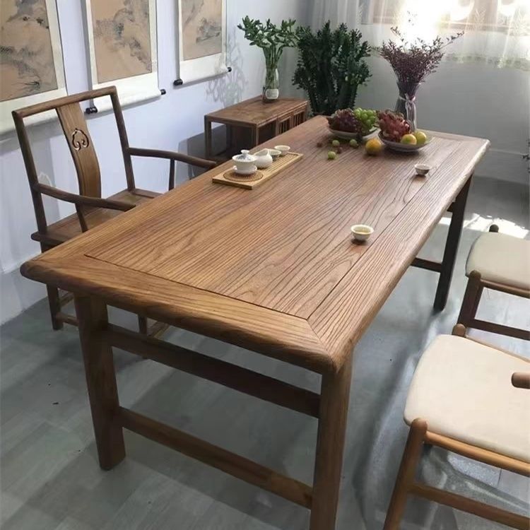 Old Elm Tea Table Solid Wood Retro Chinese Desktop Tea Table Dining Table Home Bench Bar Table Desk Long Chair