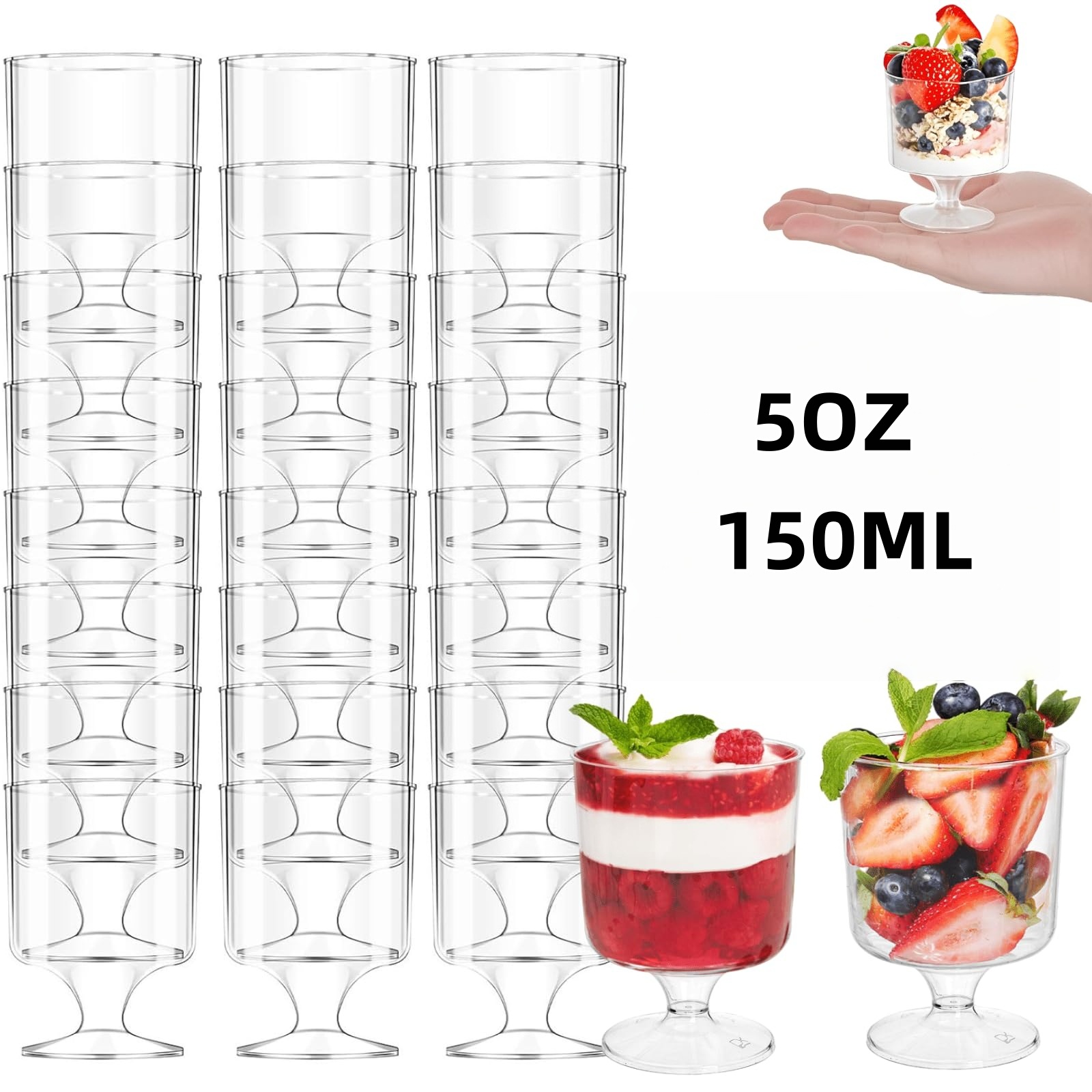 跨境一次性塑料甜点杯冰淇淋杯慕斯杯布丁杯高脚杯小酒杯甜品杯