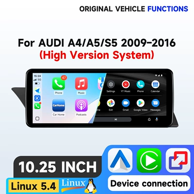 Suitable for 09-16 Audi A4 A5 S5 car central control display large screen Carplay vehicle smart navigation (DVD Navigation) - 1025inch-linux-system-high-configuration-compatible-with-audi-a4-a5-s5-2009-2016-high-end-models