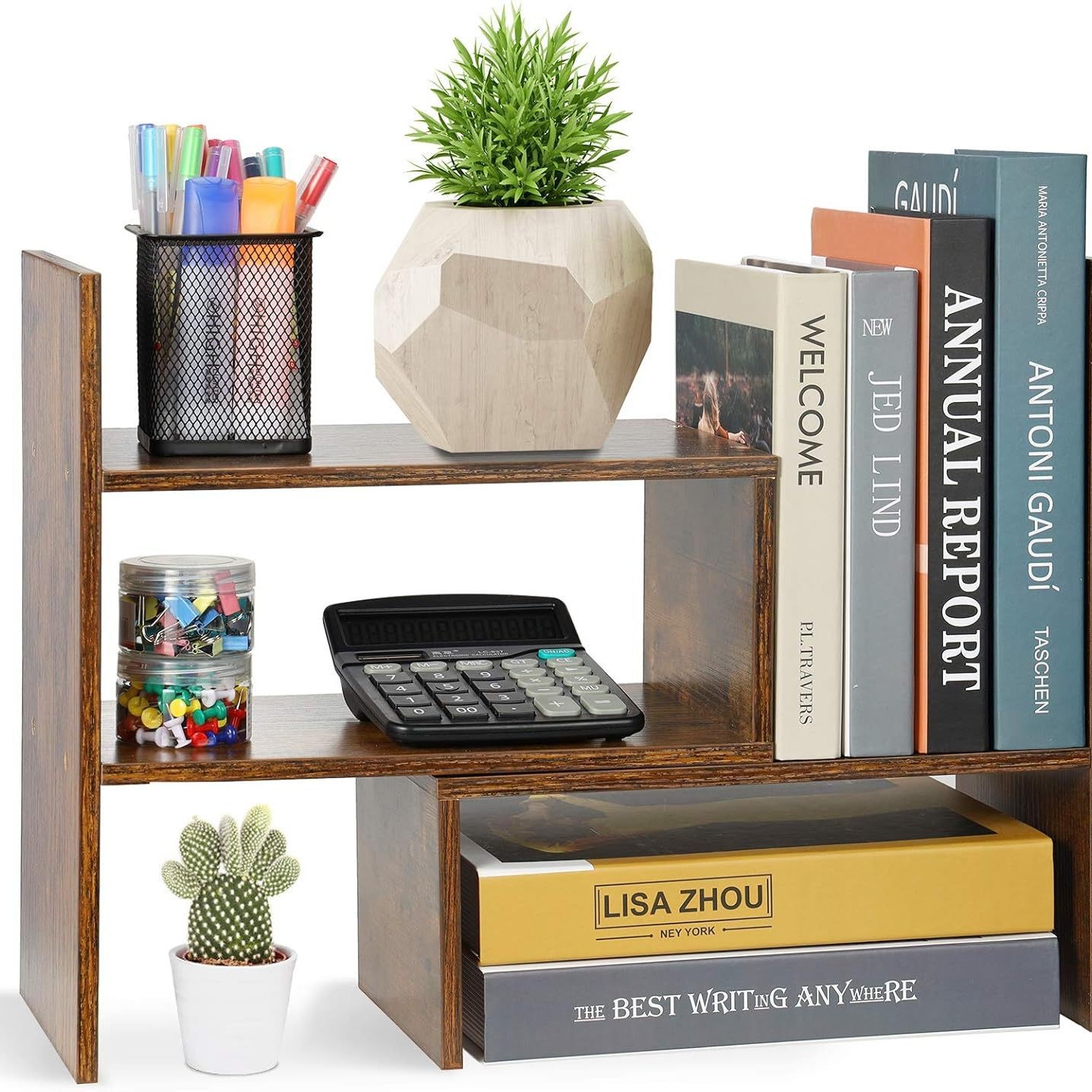 Bamboo Desktop Storage Organizer Desktop Display Rack Household Multifunctional Bookshelf Desktop Bookshelf Office Storage Rack