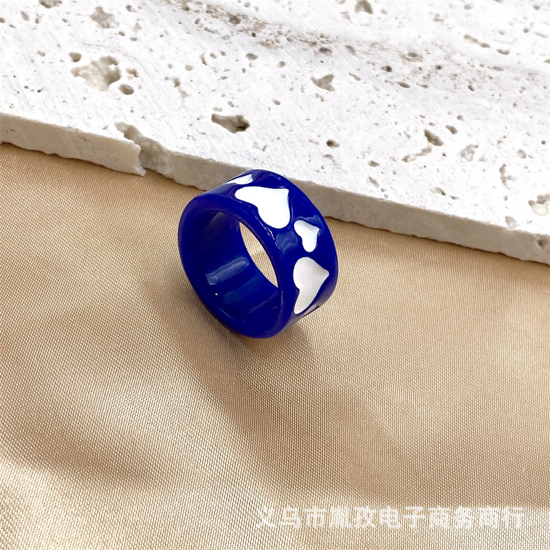 Nueva Corea del Sur ins estilo personalizado hecho a mano aceite goteo encantadora resina acrílico anillo transfronterizo chica lindo anillo