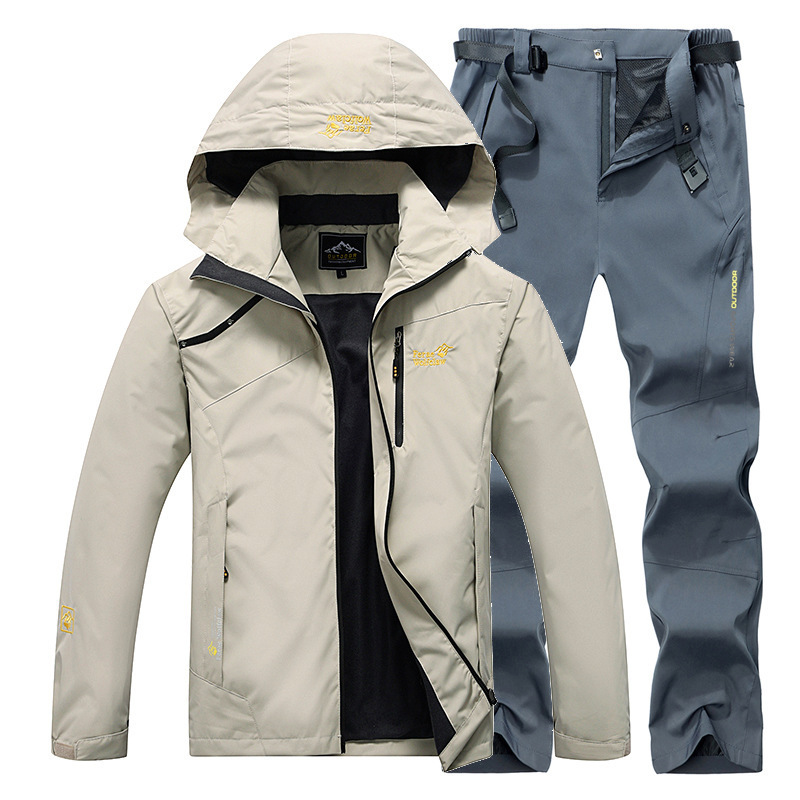Chaqueta al aire libre de los hombres de primavera y otoño deportes delgados a prueba de viento impermeable senderismo pantalones senderismo más tamaño pareja chaqueta