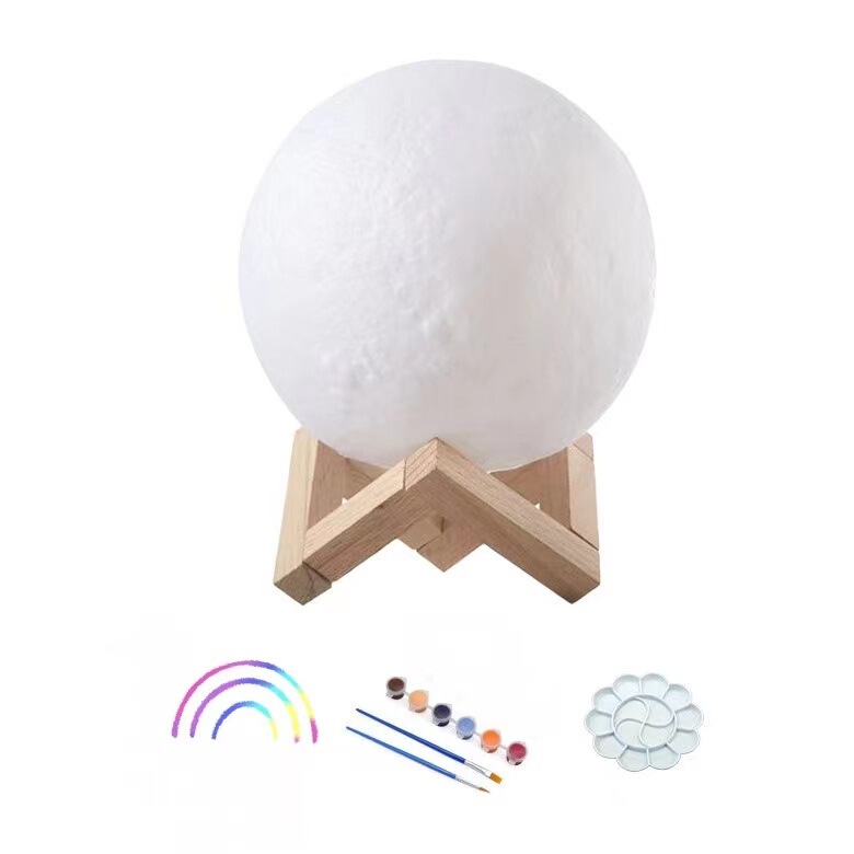 月球灯手绘星球diy摆件星空美术绘画涂鸦小夜灯意义礼品彩绘套装|undefined