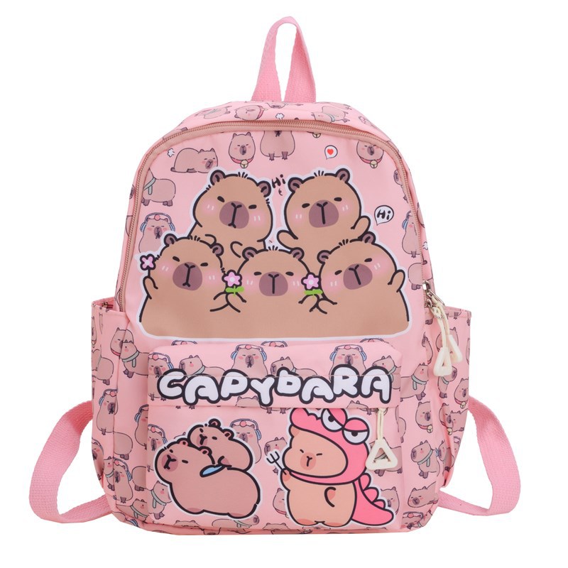 Jardín de infantes pequeña clase mochila infantil encantadora impresión capibara mochila para niños y niñas mochila para niños de gran capacidad