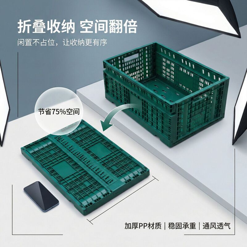 Foldable Plastic Crates for Fruit Stores, Shopping Malls, Vegetable Displays, Supermarket Fruit Turnover, Fresh Produce Crates, Turnover Boxes