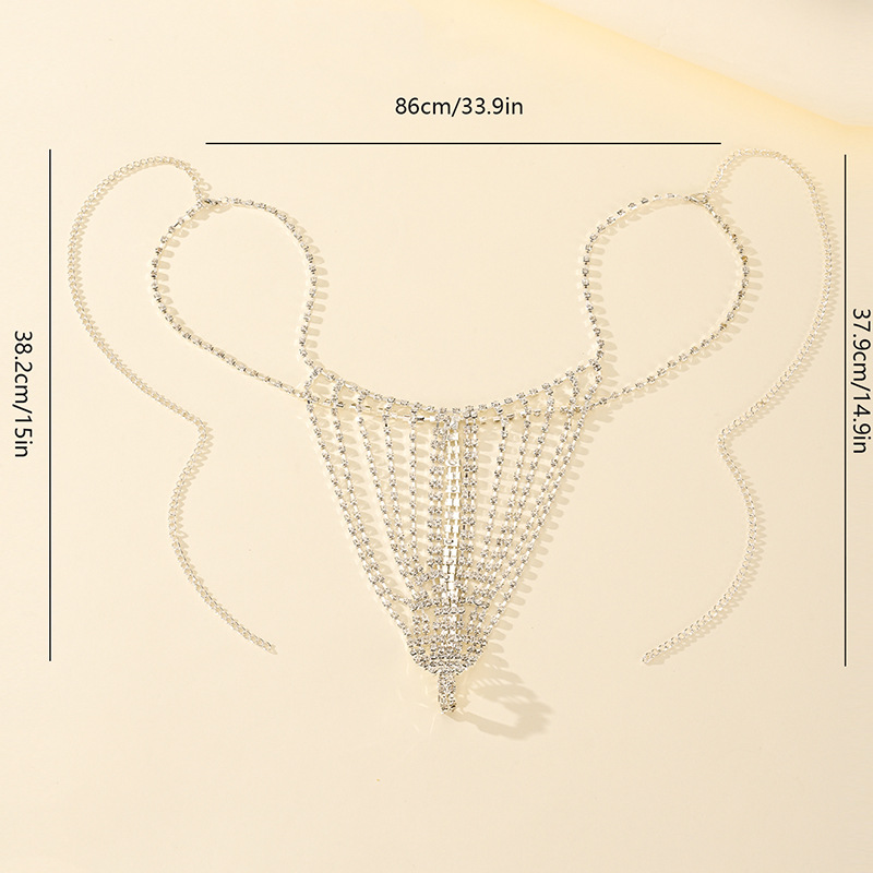 Comercio exterior transfronterizo moda europea y americana bragas de bikini de diamantes de imitación cadena de cuerpo club nocturno reina tanga cadena de cintura de diamantes completa mujer