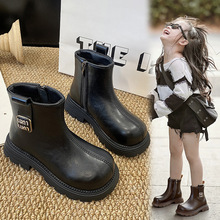 女童短靴黑色马丁靴2025新款秋冬儿童软皮靴子秋季女大童洋气皮靴