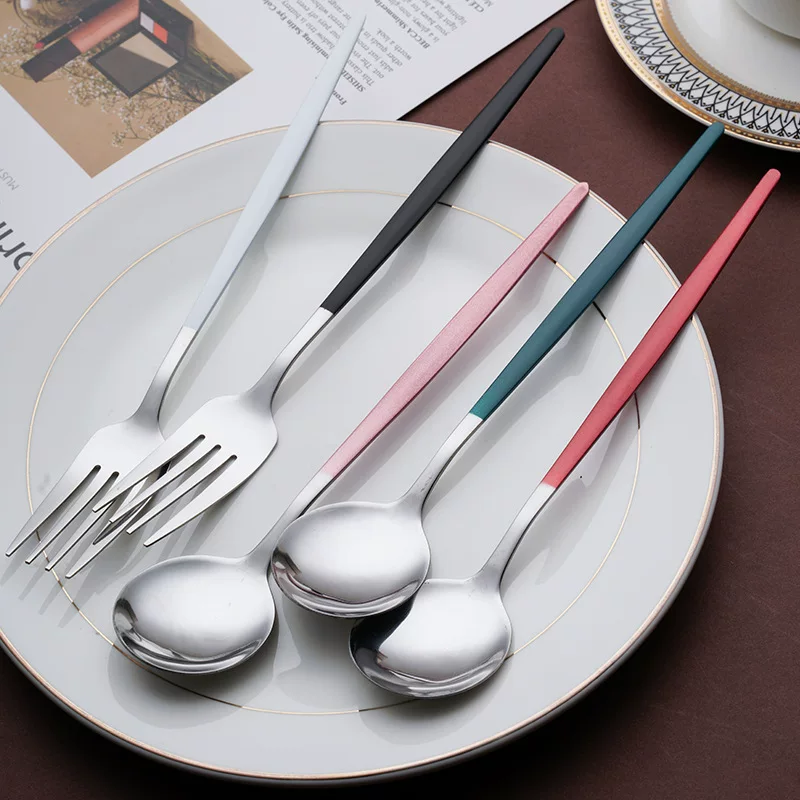 Korean dessert fork stainless steel, tableware, internet celebrity