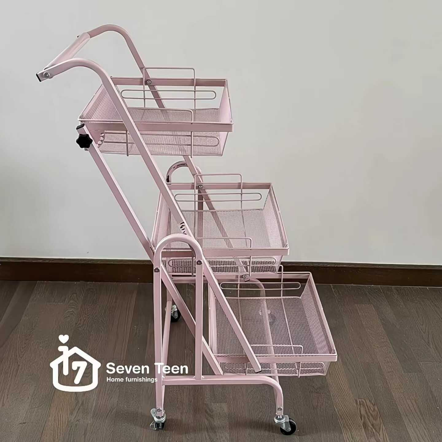 Foldable parallel storage rack balcony mobile snack cart floor-standing multi-layer succulent flower rack living room storage rack