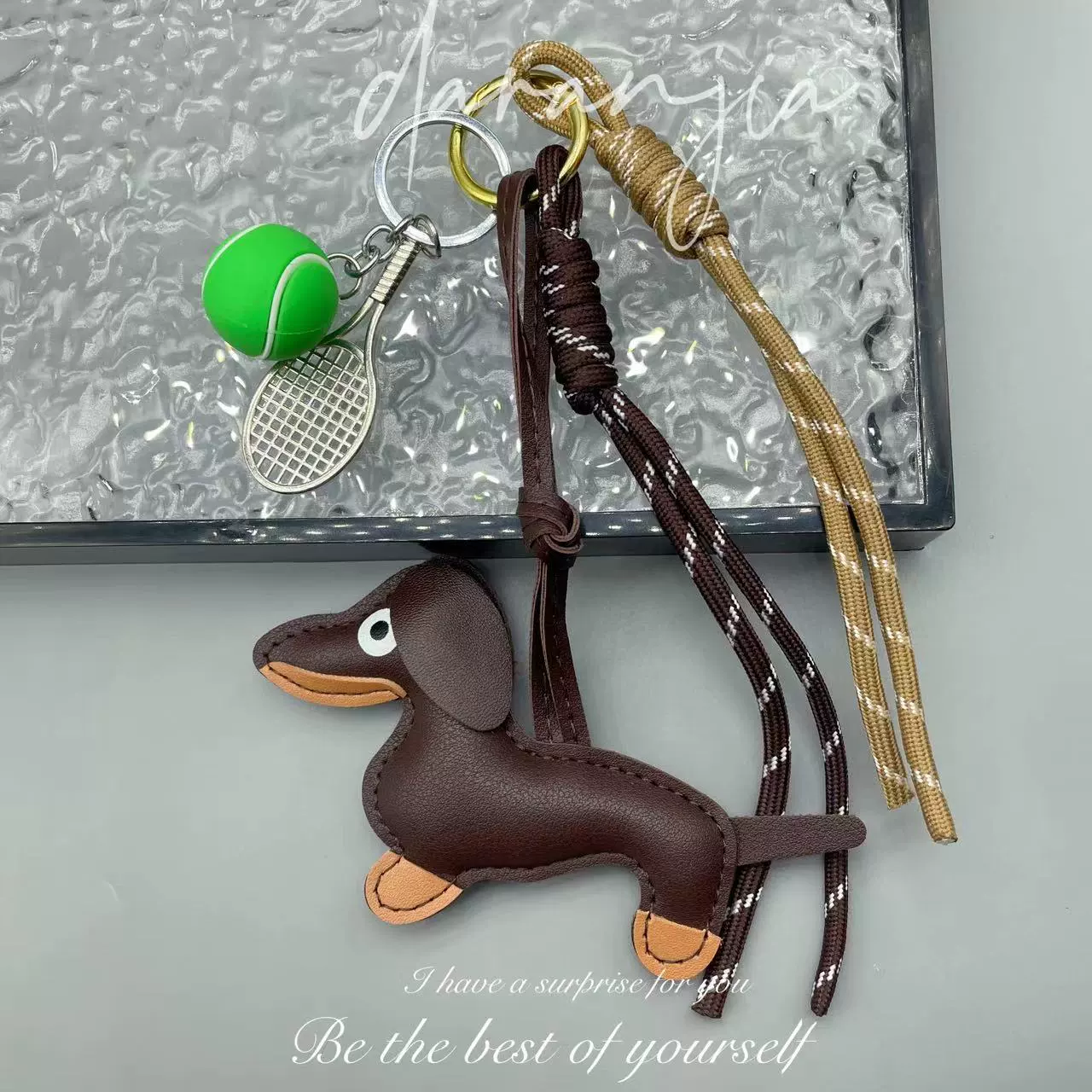 Кожаный брелок-веревка с таксой, DIY изысканный брелок-сука такса для сумки, украшение в виде щенка Рут