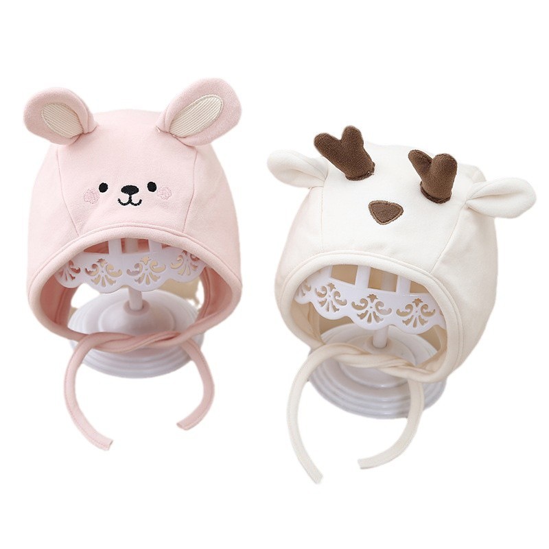 Sombreros para bebés otoño y invierno algodón protector de orejas primavera y otoño bebés pequeños meses de edad recién nacidos a prueba de viento invierno dibujos animados