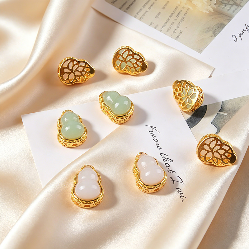 Ancient Sand Gold Electroplated Vertical Hole Gourd Accessories Separated Beads with Beads DIY Bracelet Necklace Accessories Pendant Material Batch Ancient Sand Gold Electroplated Vertical Hole Gourd Accessories Separated Beads with Beads DIY Bracelet Necklace Accessories Pendant Material Batch