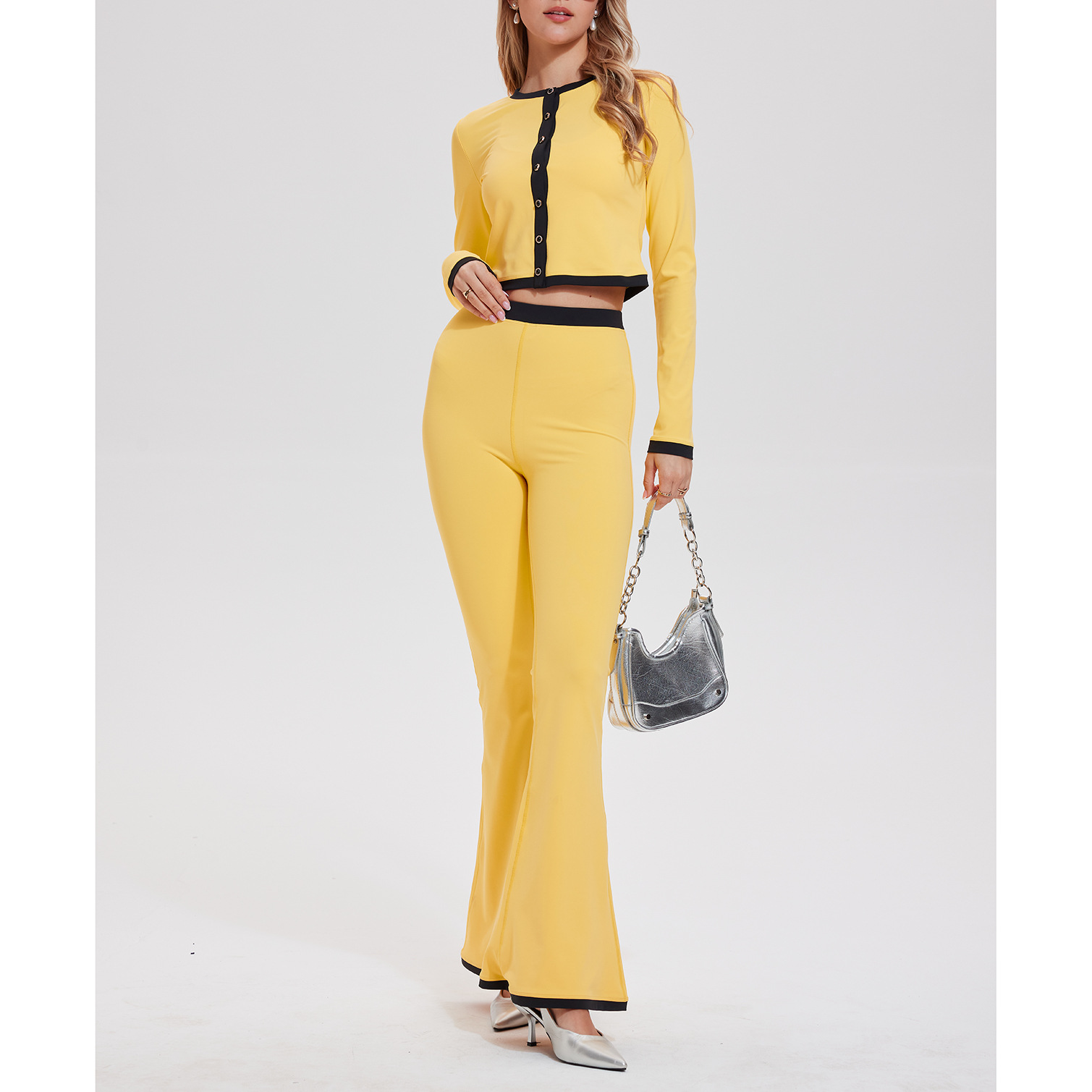 Cárdigan vintage estilo francés para mujer, top deportivo de manga larga, ropa de yoga de secado rápido con bloques de color para exteriores, ideal para primavera y otoño.