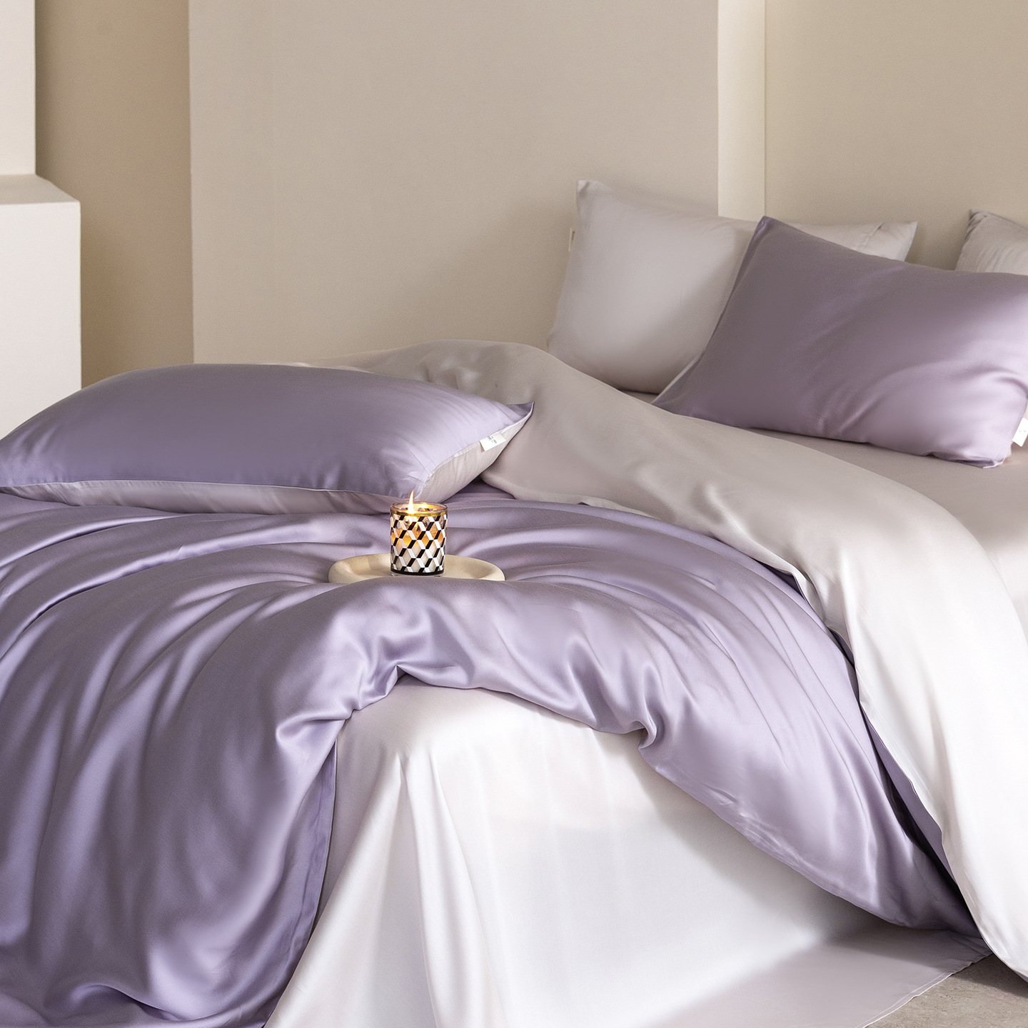Duvet Cover Set Solid Colour Lyocell Tencel Cooling Bedding Set_voghion.com