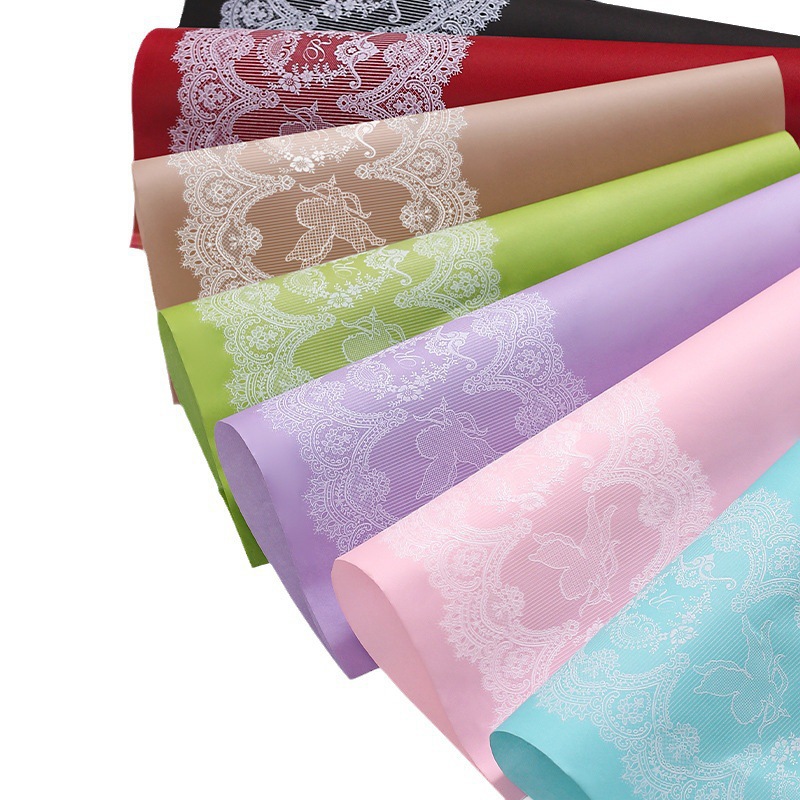 Papel de embalaje para flores con bordes de encaje, de alta calidad, para floristería, transfronterizo, al por mayor