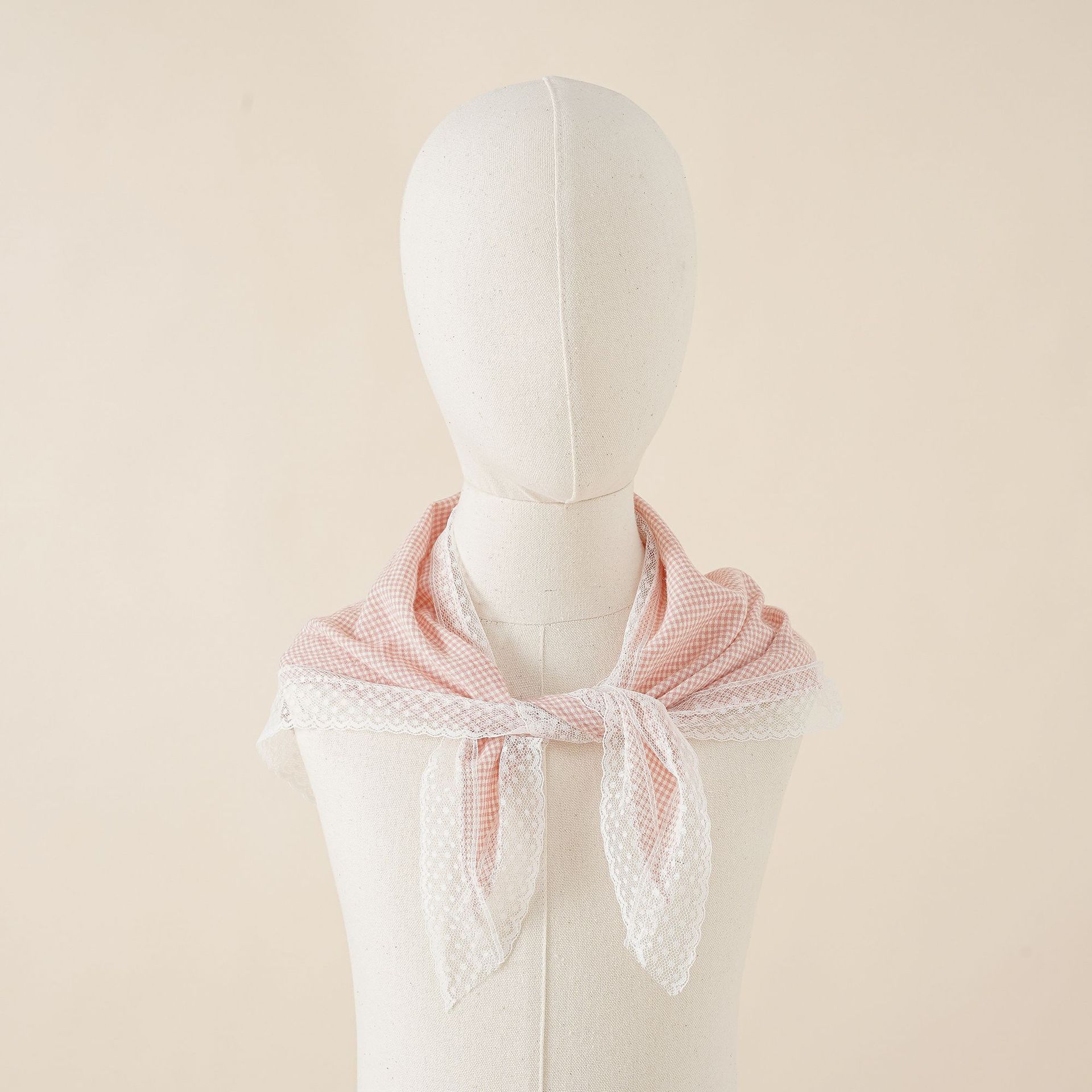 Pañuelo de triángulo de borde de encaje para niños verano estilo coreano ins bufanda decorativa de moda algodón y lino primavera y otoño Mori bufanda chal