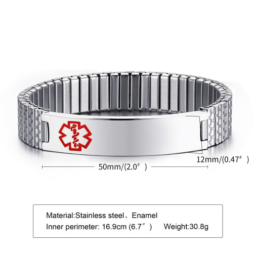Cross-border bracelet wholesale 12mm stainless steel elastic medical logo bracelet Korean style fashion bracelet BR-263