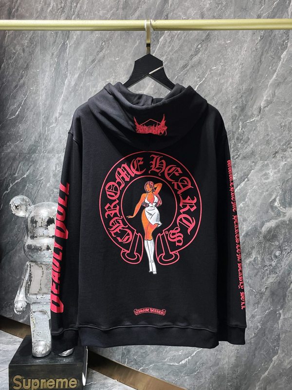 Chrome Heart Hoodie 克罗伈十字架连帽卫衣跨境宽松男女拉链帽衫|undefined
