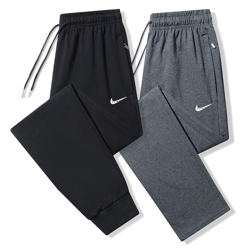 Spring and Autumn Men's Fashionable Casual Pants Loose Knit Cotton Long Pants Elastic Sports Straight-Leg Pants Student Jogger Pants