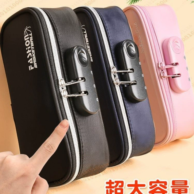 Коробка для канцелярских принадлежностей с паролем, сумка для карандашей с паролем для мальчиков, многофункциональная детская сумка для школьников начальной школы, запираемая сумка для канцелярских принадлежностей большой емкости, женская