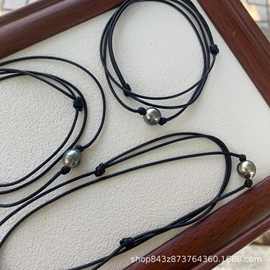 诸暨10-11mm海水珍珠厂家批发大溪地黑珍珠项链气质个性