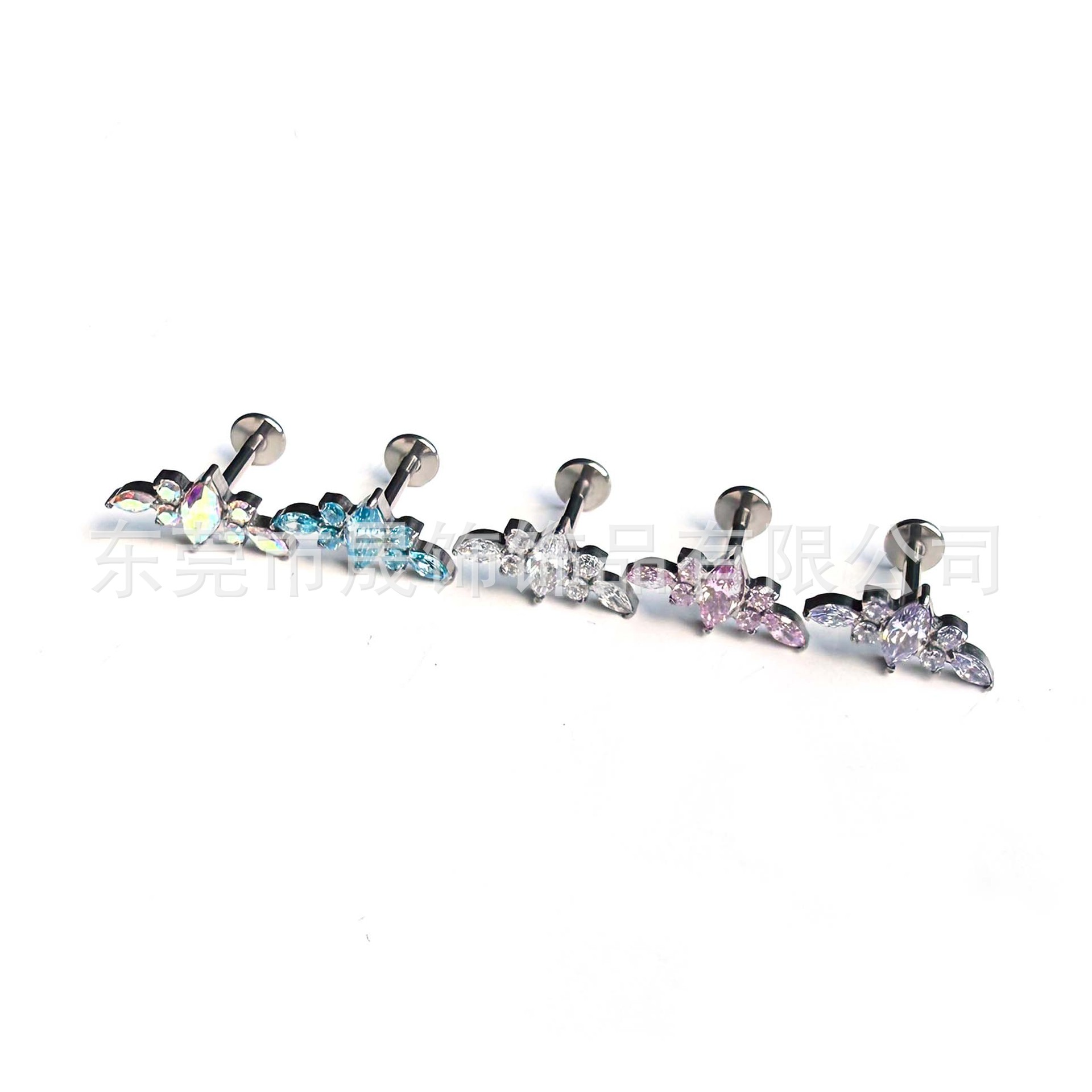 F136 Titanium 马眼 Cubic Zirconia Ear Stud G23 Implant Grade Titanium Internal Thread Cubic Zirconia Labret Stud 人体 Piercing Jewelry Accessories