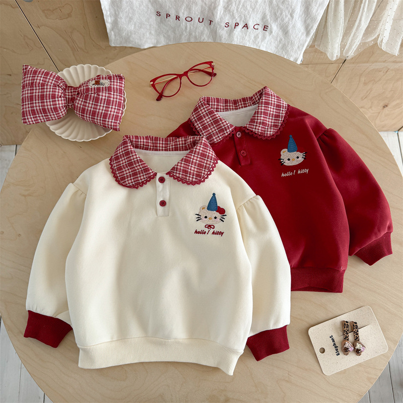奶油卫衣秋装2025新款宝宝公主上衣童装套头衣服春秋款儿童polo衫|undefined