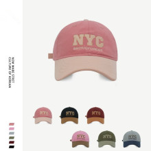 网红潮牌NYC字母刺绣棒球帽男女韩版情侣时尚街头拼接撞色鸭舌帽