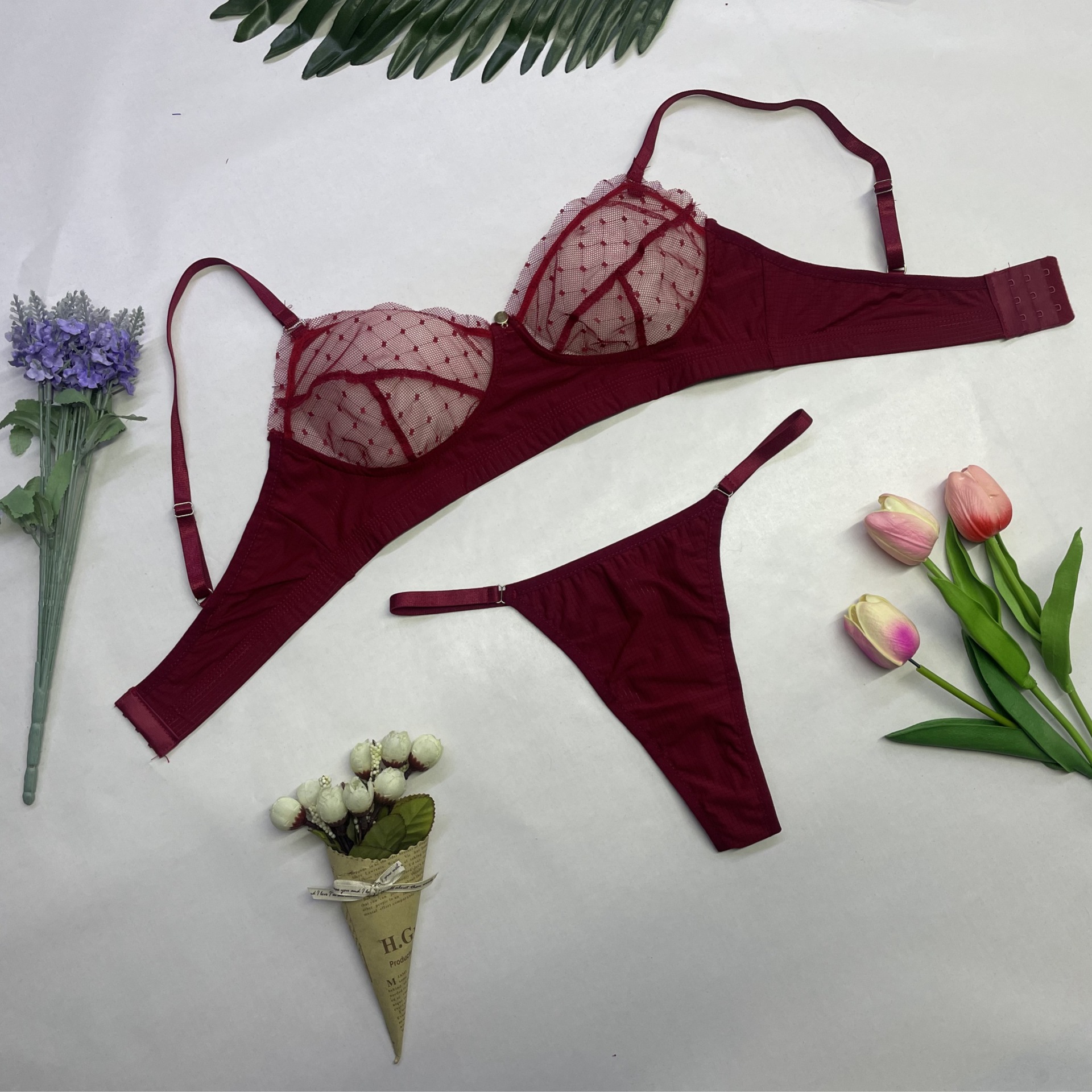 Ropa interior sexy europea y americana AliExpress Amazon mujeres encaje malla pestañas encaje Correa traje sin espalda