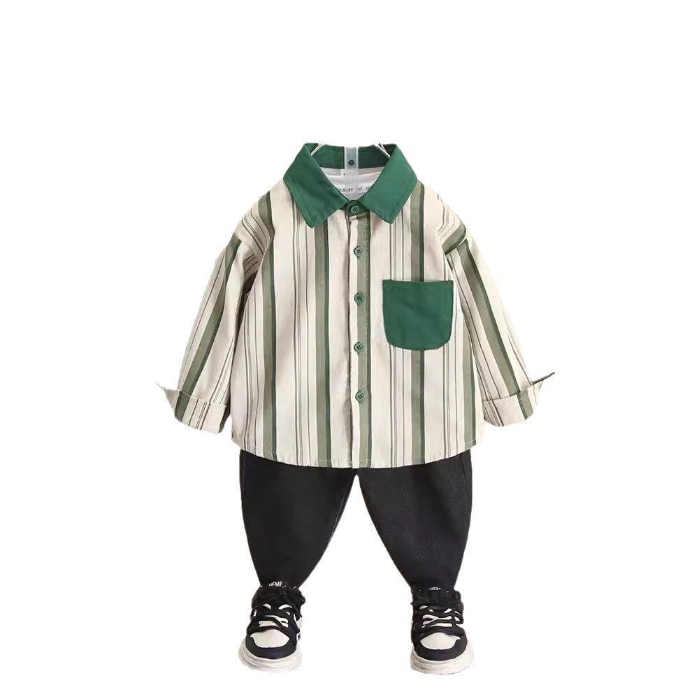6244 Camisa a rayas para niños Otoño 2025 Nueva ropa de otoño para niños Camisa casual de manga larga para niños Primavera y otoño Versión coreana