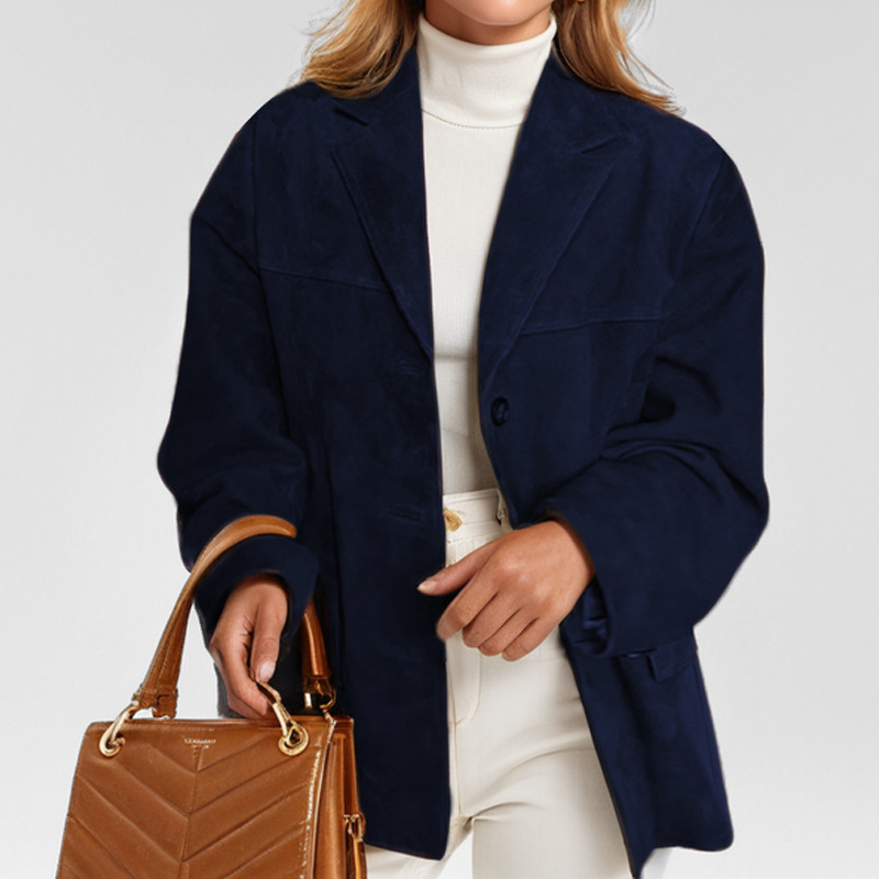 Cross-border 2024 Autumn/Winter New European And American Women's Fashion Elegant Retro Brown Loose Pocket Long Sleeve_ecoleips.com