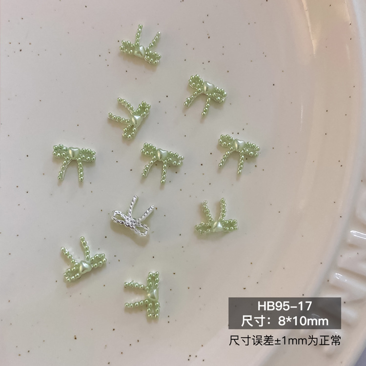 新款芭蕾风珍珠蝴蝶结饰品镶钻珍珠飘带百搭法式立体彩色领结|undefined
