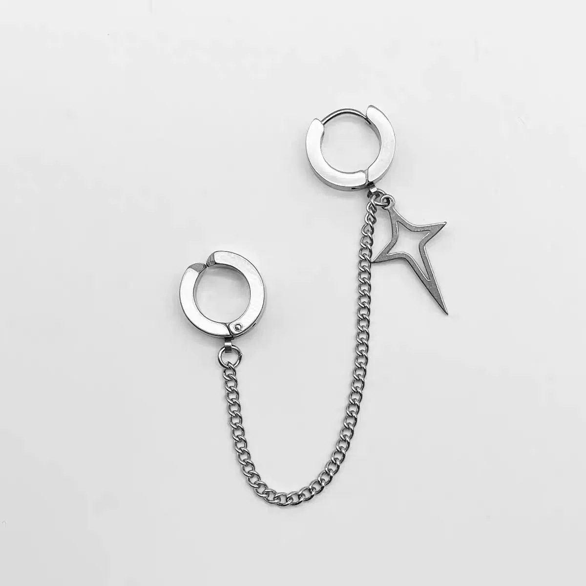 Steel color 1 ear clip 1 ear pier