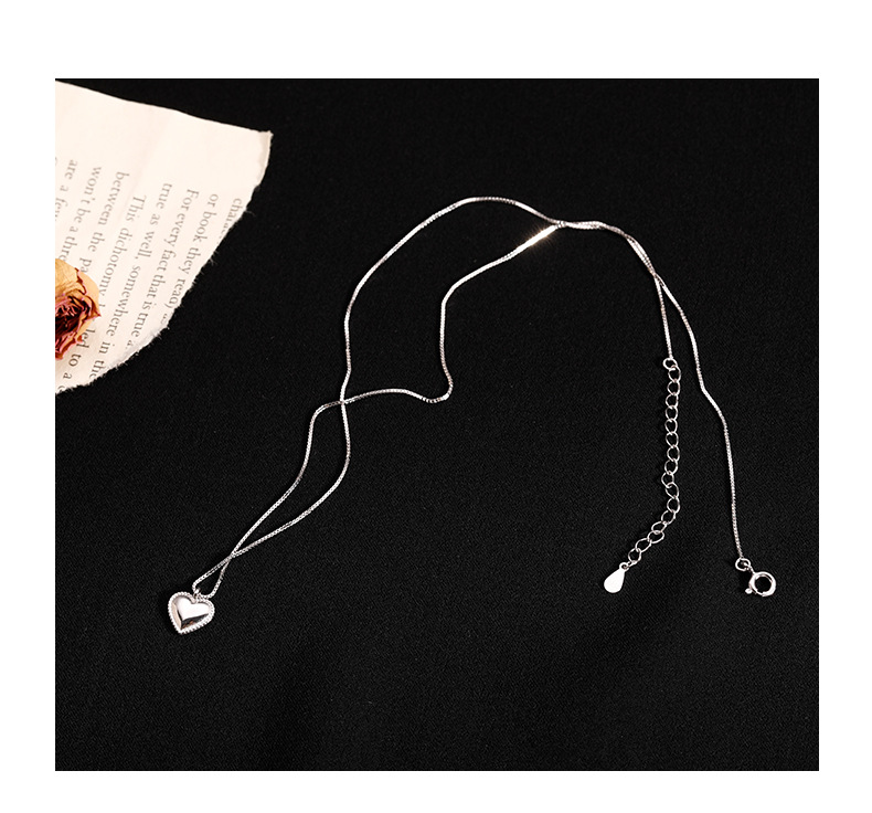 1 Piece Quantity 925 Sterling Silver Box Chain Heart Shape Pendant Necklace