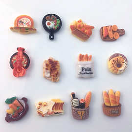 卡通食玩仿真龙虾盘中餐薯条面包甜甜圈发夹鞋扣玩具树脂饰品配件