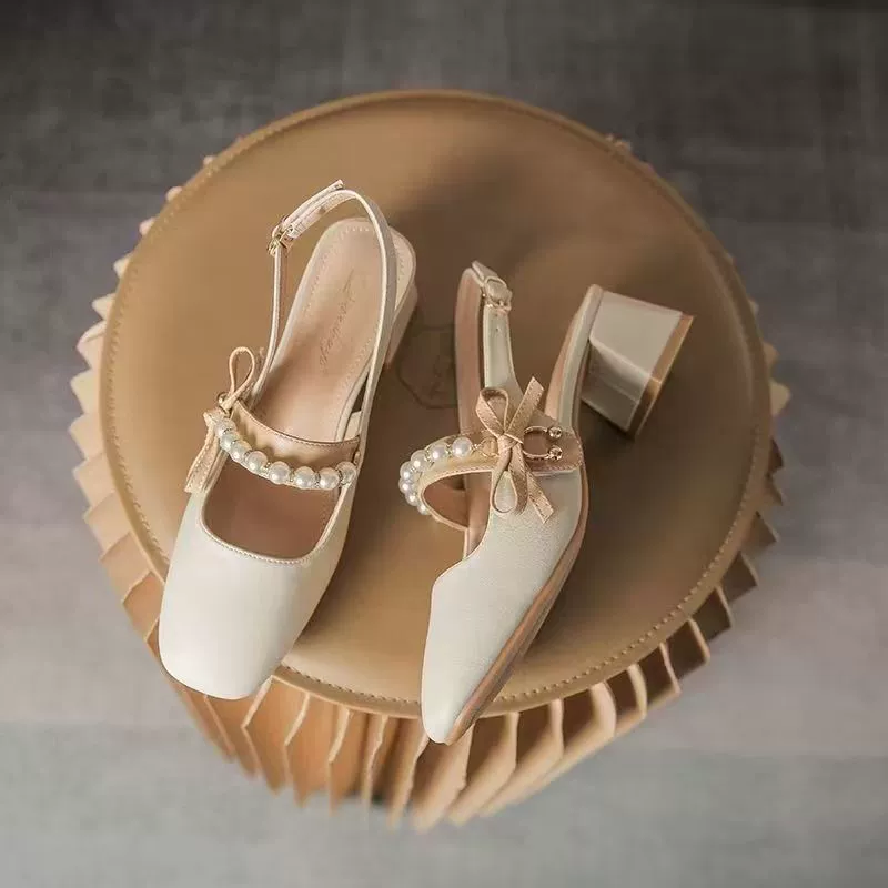 Женские летние босоножки-мэри-джейн в корейском стиле, средней толщины каблука, модная фееричная модель 2025 года, закрытый носок.