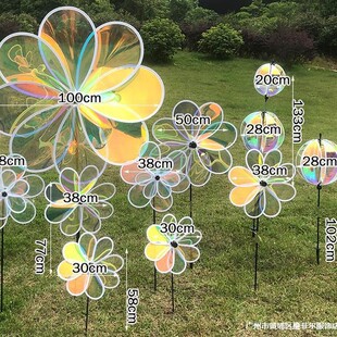 Children's Toys Scenic Park Street Stalls Colorful Transparent Reflective Windmills Real Estate Houses Scenic Spots Decoration Kindergarten