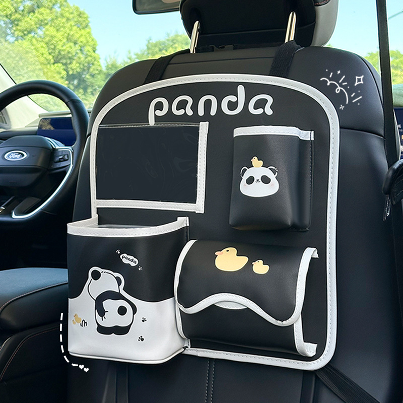 Cute Panda Car Chair Back Storage Bag Leather Dirt-Resistant Wear-Resistant Multifunctional Hanging Car Trash Bin Tissue Box Cute Panda Car Chair Back Storage Bag Leather Dirt-Resistant Wear-Resistant Multifunctional Hanging Car Trash Bin Tissue Box